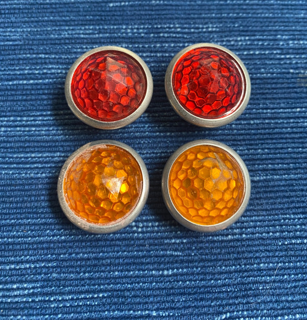Used Vintage Lot Car Bicycle License Plate Plastic Lens Reflector Orange Red 1"